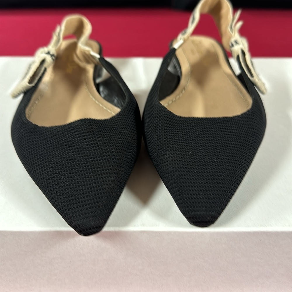 Dior Black Pointed Slingback Flats with White J'Adior Ribbon reposh size 36 - Picture 6 of 16